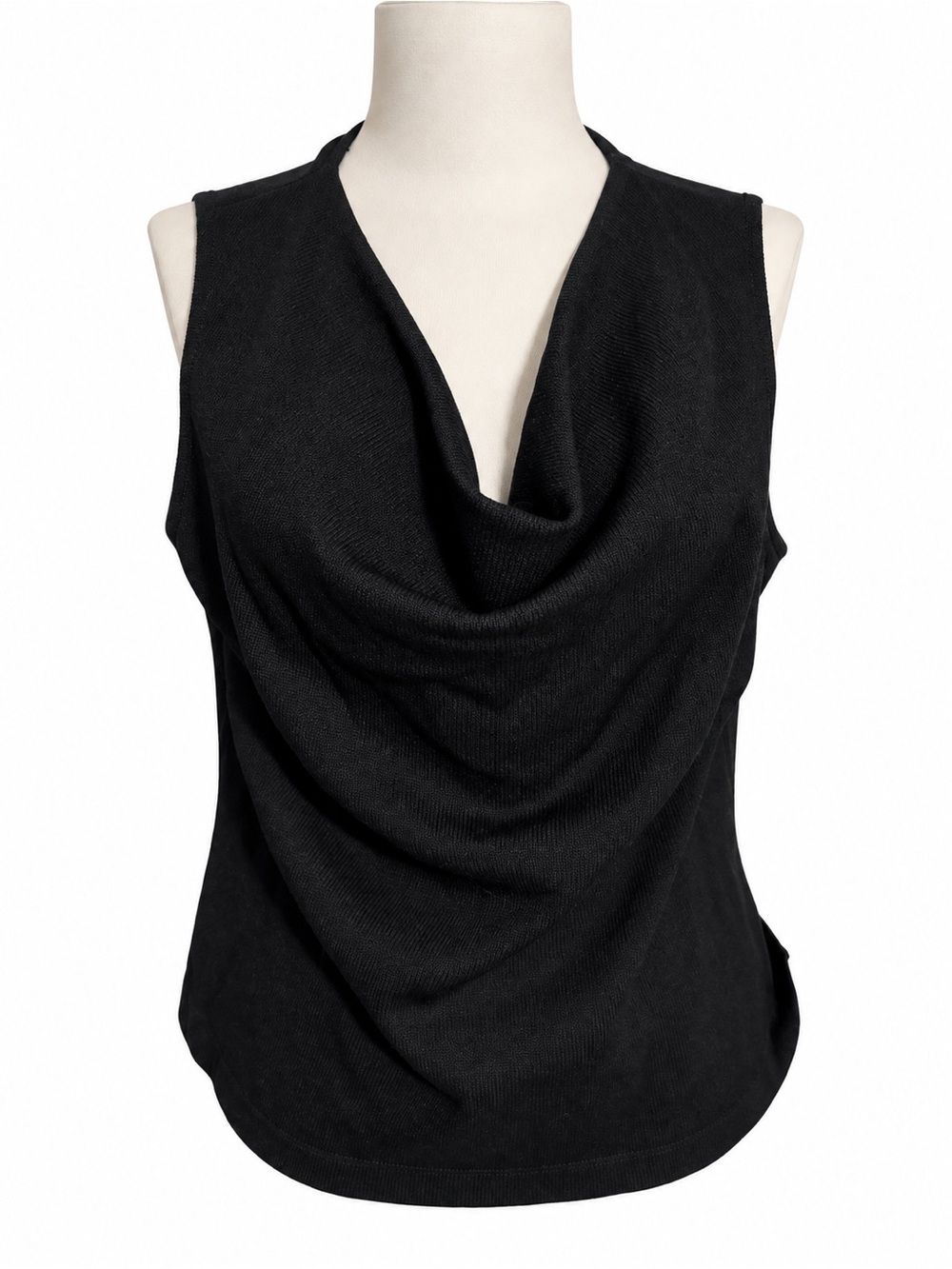 St. John Black Knit Cowl Neck Sleeveless Top NWT – Size M